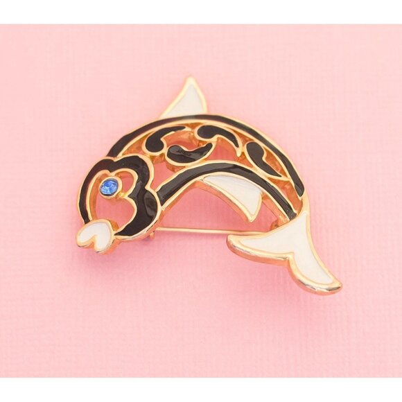 Vintage Art Nouveau Happy Fish Brooch | Jumping Fish Brooch | Gerrys | H13 - Picture 2 of 3